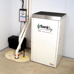 An ENERGY STAR® Rated basement dehumidifier installed in a home in Stamford