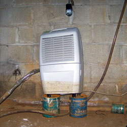 A dehumidifier in a New Britain wet crawl space