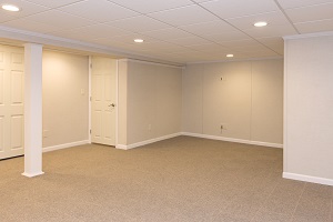 A complete finished basement system in a Darien home