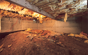 Crawl Space Moisture Barrier before in Stamford