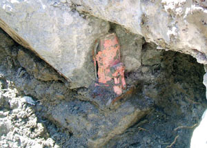 Failed concrete underpinning meant to repair a foundation issue in Danbury.