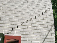 Stair-step cracks showing in a home foundation in Guilford