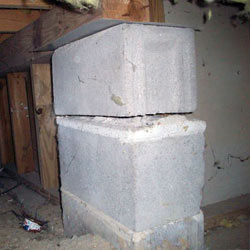 Collapsing crawl space support pillars North Haven