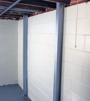 A PowerBrace™ i-beam foundation wall repair system in Stamford