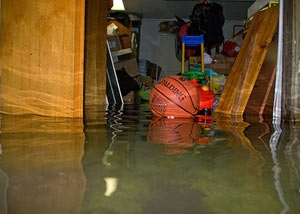 A flooded basement bedroom in Avon