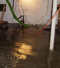 Several feet of floodwaters in a Brookfield basement