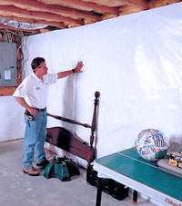 Plastic 20-mil vapor barrier for dirt basements, Darien, Connecticut installation
