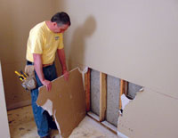 Remove the damaged drywall