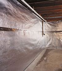 Radiant heat barrier and vapor barrier for finished basement walls in Darien, Connecticut